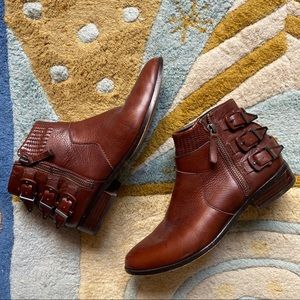 Leather buckle booties